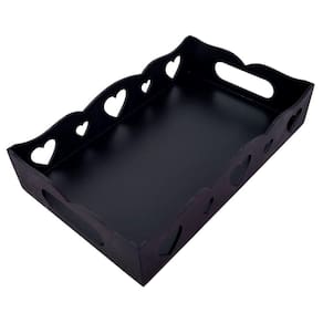 Bandeja De Coração Para Café Da Manhã 100% Mdf (24x15x05) Preto