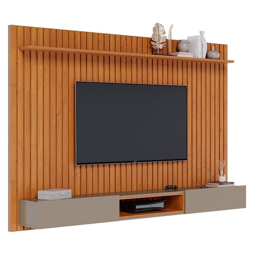 Painel para TV Home Suspenso Ripado Loft 2.2 Nature Gianduia - Imcal