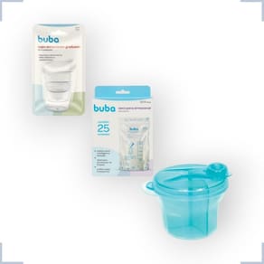 Kit Copo Alimentador Graduado Bebe, Saco Armazenar Leite E