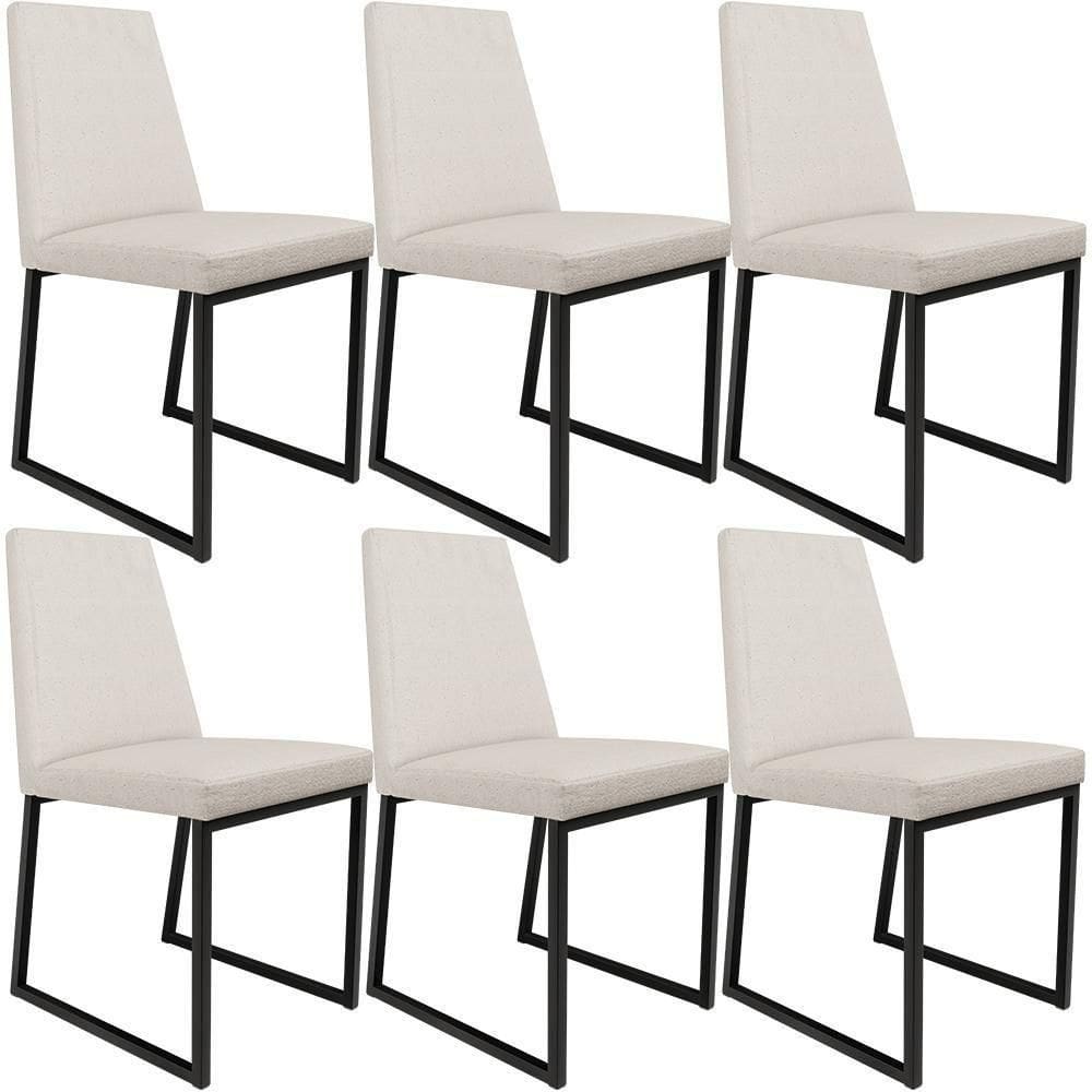 Kit 06 Cadeiras Sala De Jantar Preto L02 Cru