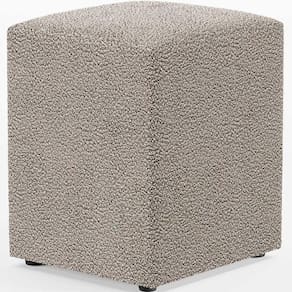 Puff Quadrado Decorativo Sala De Estar L02 Bouclê Bege
