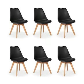 Kit 6 Cadeiras Leda Charles Eames Saarinen Wood Com Almofada