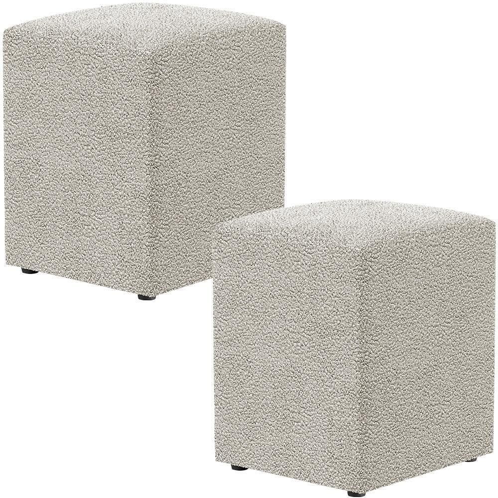 Kit 02 Puffs Quadrado Decorativo L02 Bouclê Creme