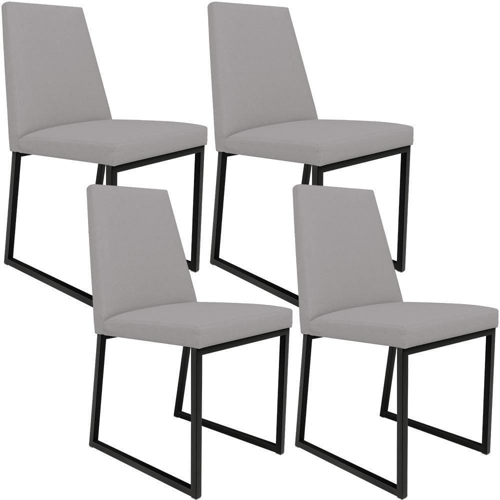 Kit 04 Cadeiras Sala De Jantar L02 Corano Cinza