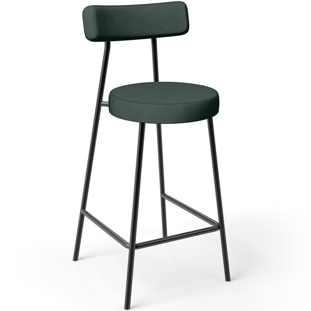 Banqueta Baixa Para Cozinha Sala De Jantar Bar Bancada Milão L02 Linho Verde Musgo - Lyam Decor