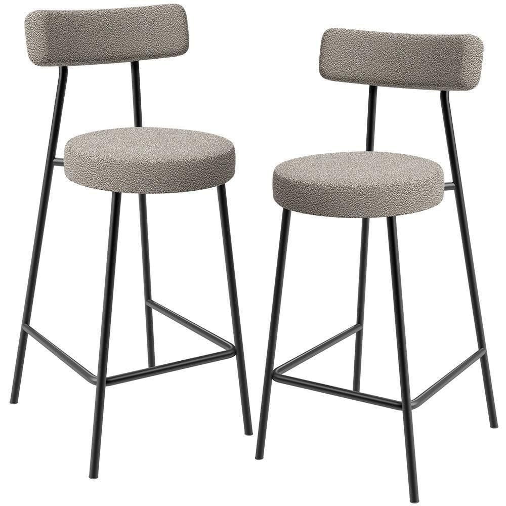 Kit 02 Banquetas Baixa Para Cozinha Sala De Jantar Bar Bancada Milão L02 Bouclê Creme