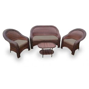 Conjunto De Sofá Fibra Sintética Karibe-1 Sofá 2L+2 Poltronas+1 Mesa Centro- Duna 2 Fendi