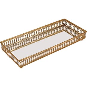 Zaree Bandeja 4X30X13Cm Metal Dourado Espelhado