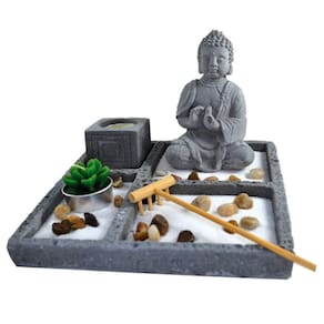 Terrário Bandeja Areia Altar Jardim Zen Decorativo Porta Vela Meditação Pedra 14cm