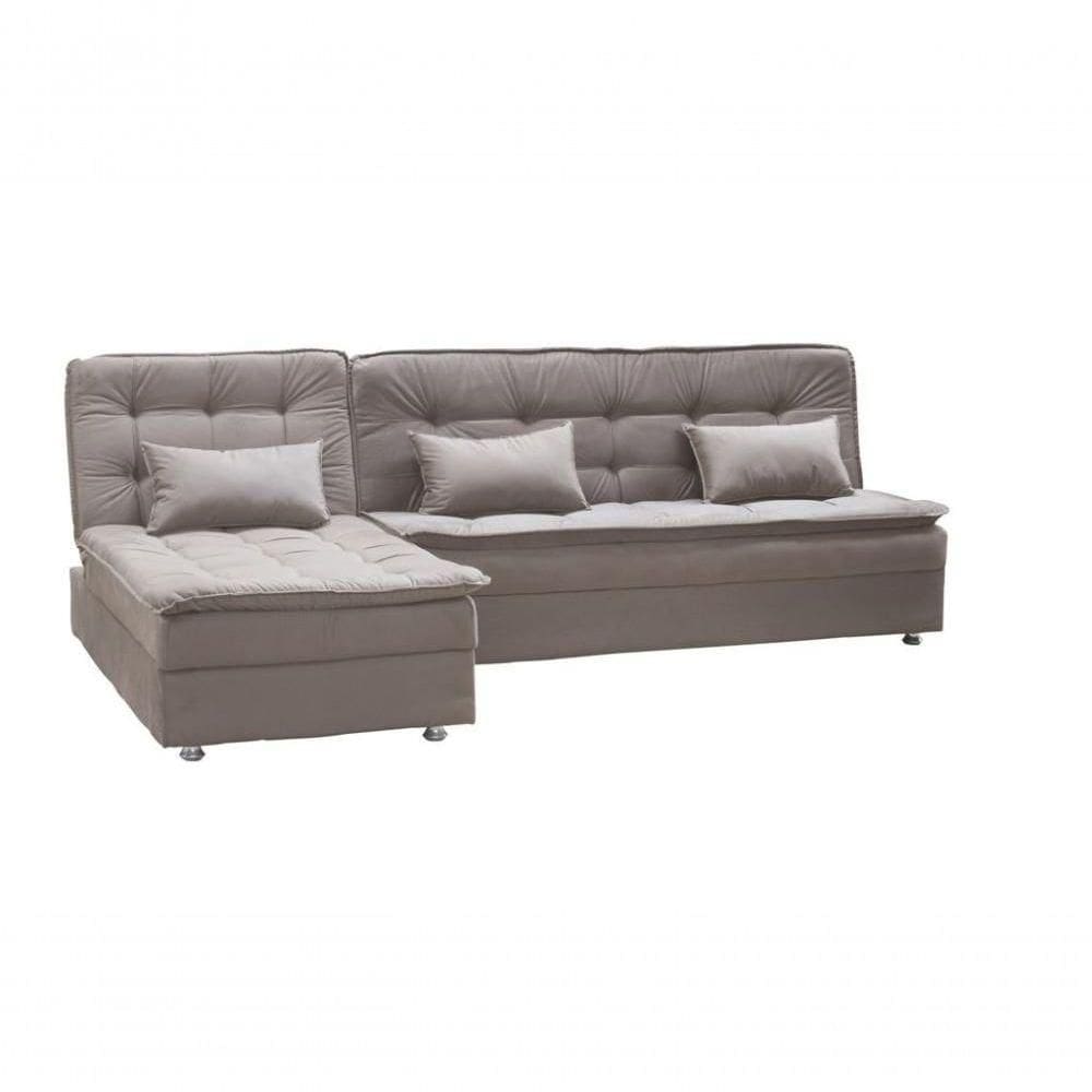 Sofá Cama Reclinável Com Chaise Penelope - New Chumbo Light