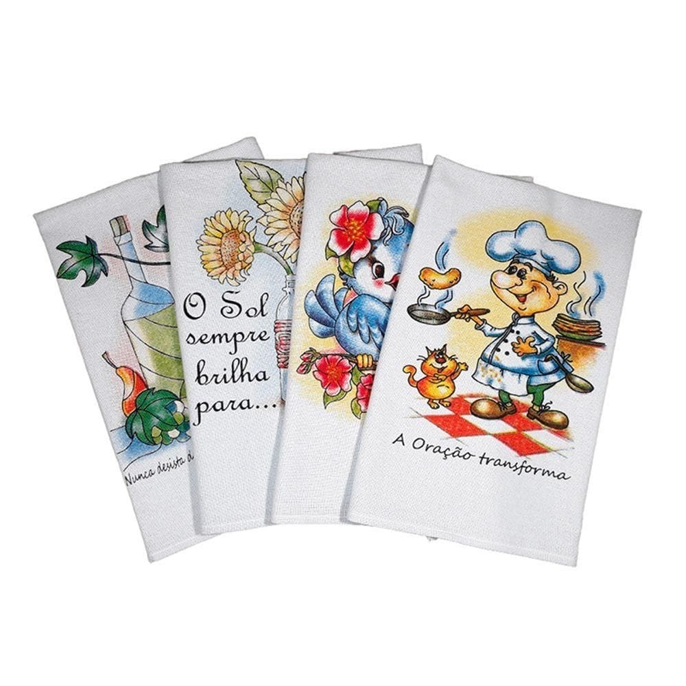 Pano De Prato Lomaer Sacaria 70 X 90Cm Estampado 12 Unidades