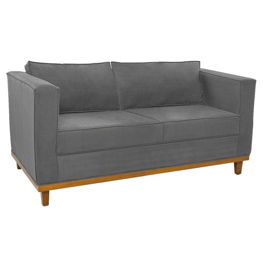 Sofá 2 Lugares Europa Suede Cinza