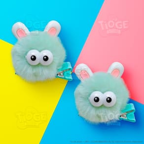 Kit 2 Monstrinhos Bolinha de Pelúcia Pequeno Presilha Cabelo Maluco Bichinho Olhos Grandes Fofo Engraçado Verde