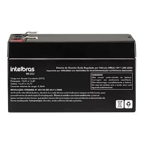 Bateria cinza-ácido 12v 1,2ah p/ central de alarme xb 1212