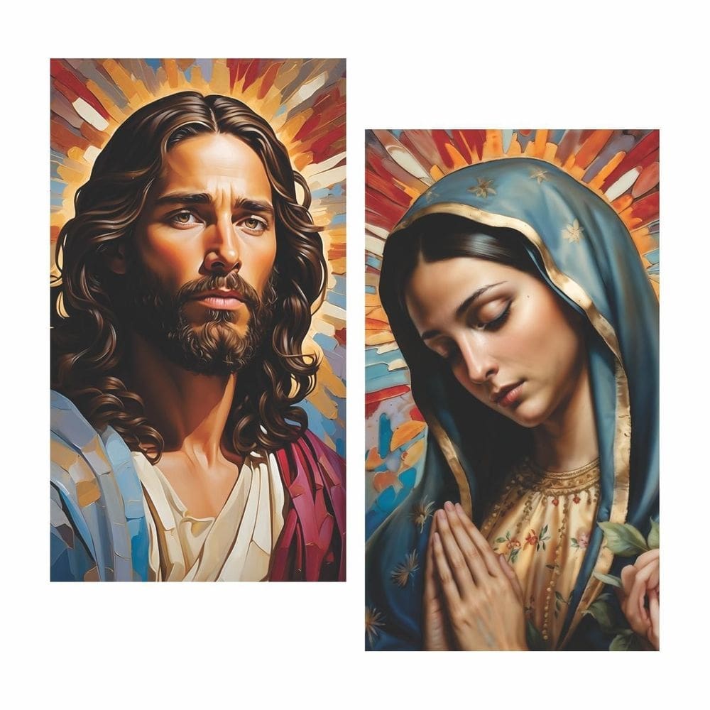 Quadro Decorativo Jesus Cristo Nossa Senhora Maria Católico
