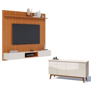 Painel Suspenso Loft com Aparador Buffet Classic 1.8 Nature Off White - Imcal