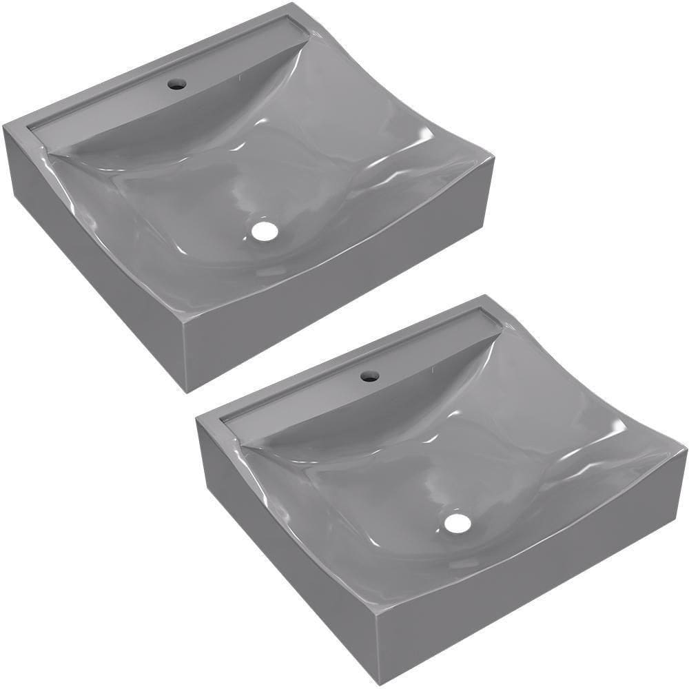 Kit 02 Cubas De Apoio Banheiro Lavabo C01 Q440 Cinza