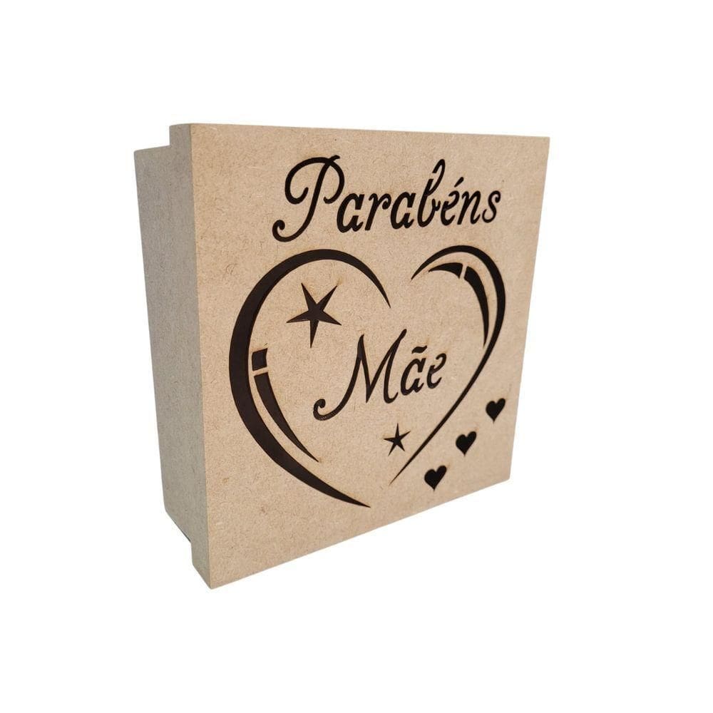 Caixas Personalizadas 100% Mdf Cru (17x17x07) Parabéns Mãe