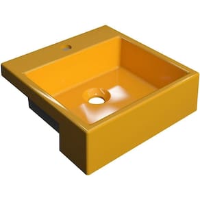 Cuba De Semi Encaixe Quadrada C01 Banheiro Xq355 Amarelo