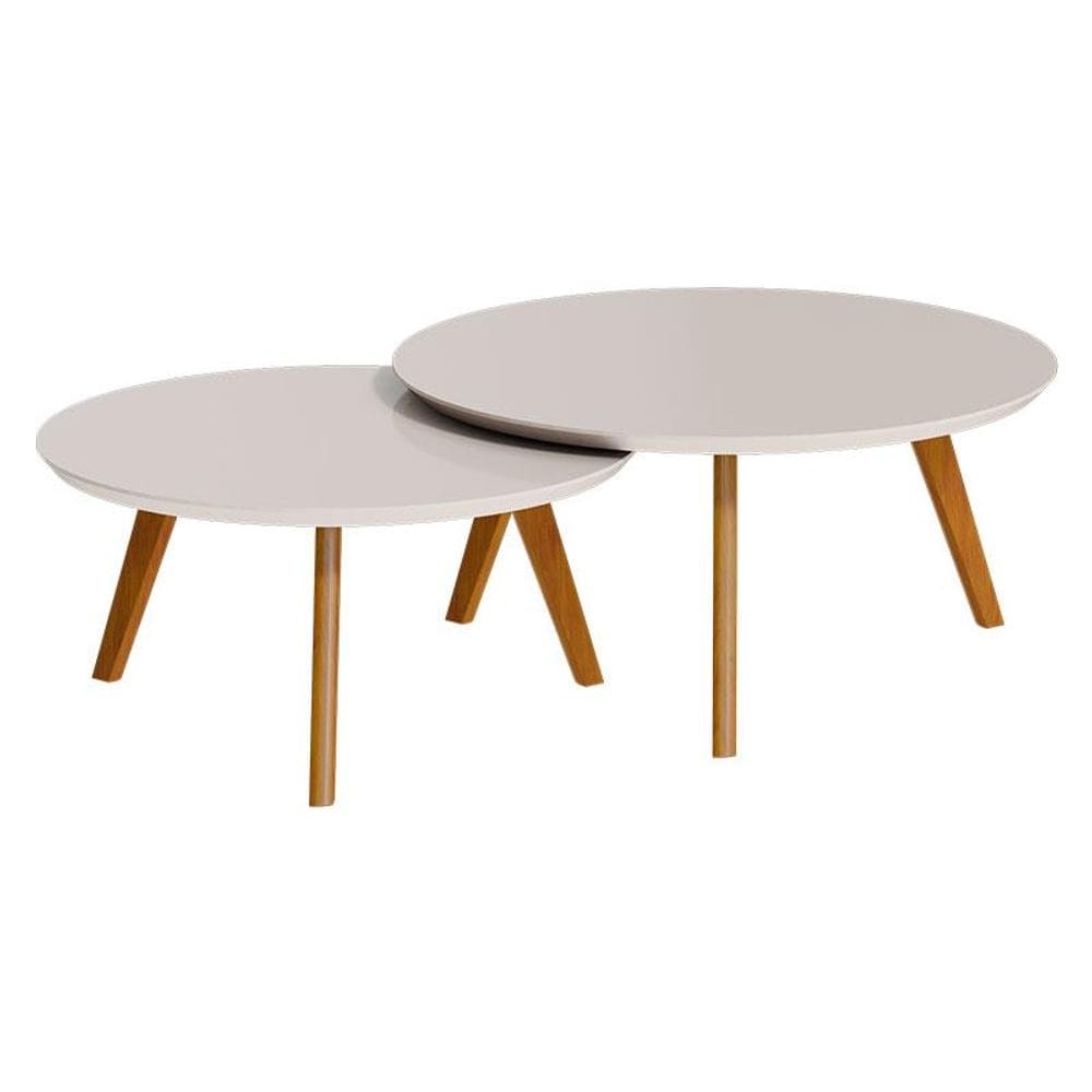 Kit Mesa de Centro Classic Redonda Off White - Imcal