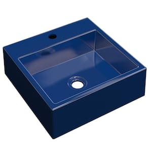 Cuba De Apoio Para Banheiro Quadrada 35X35Cm Azul Escuro
