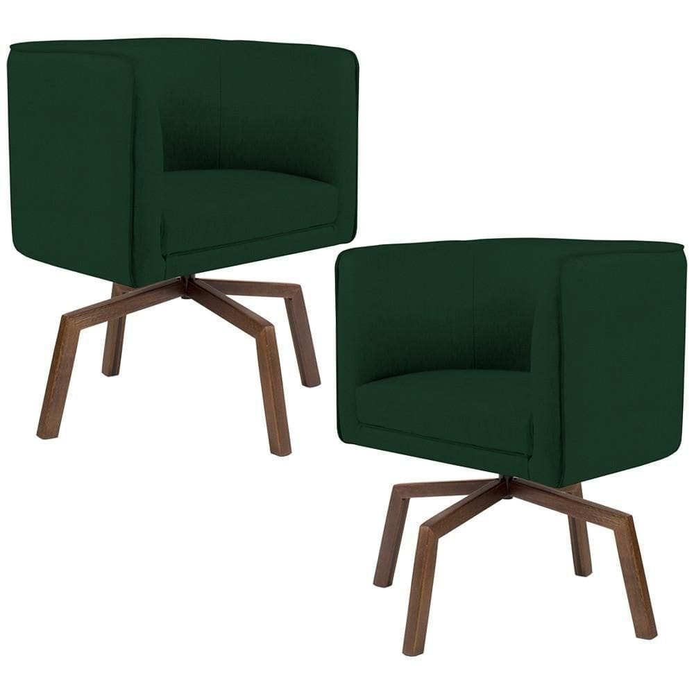 Kit 02 Poltronas Betina D02 Veludo Verde Musgo C-303