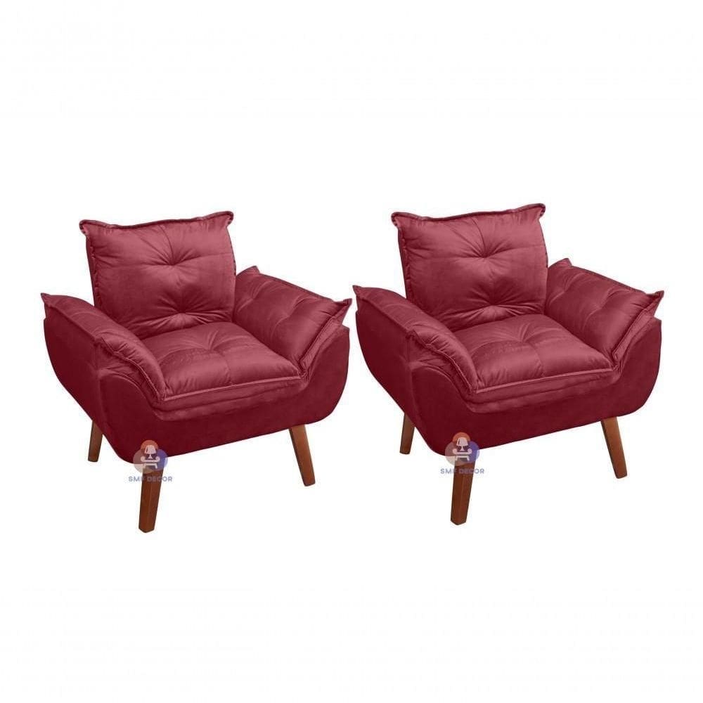 Kit 02 Poltrona Opala Bordô Vinho