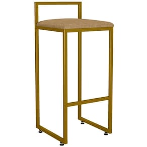 Banqueta Alta Cozinha Hanna L02 Dourado Bege Escuro