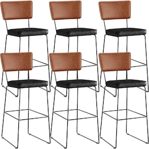 Kit 06 Banquetas Altas Allana L02 Camel Preto