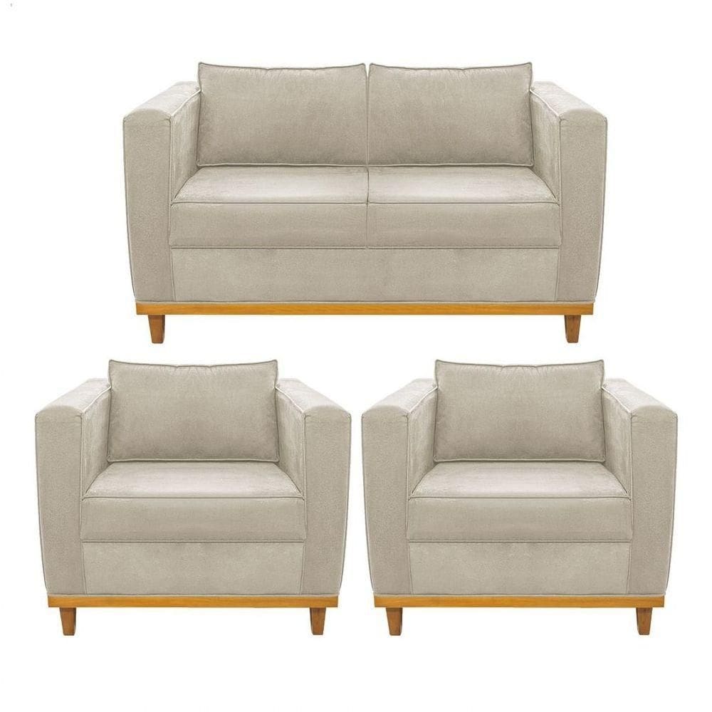 Kit Sofá 2 Lugares E 2 Poltronas Europa Suede Bege