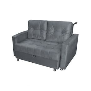 Sofá Cama Casal Reclinável Drika - Veludo Chumbo