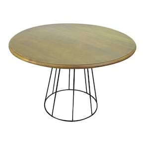 Mesa De Jantar Redonda Base De Ferro Telaio Castanho