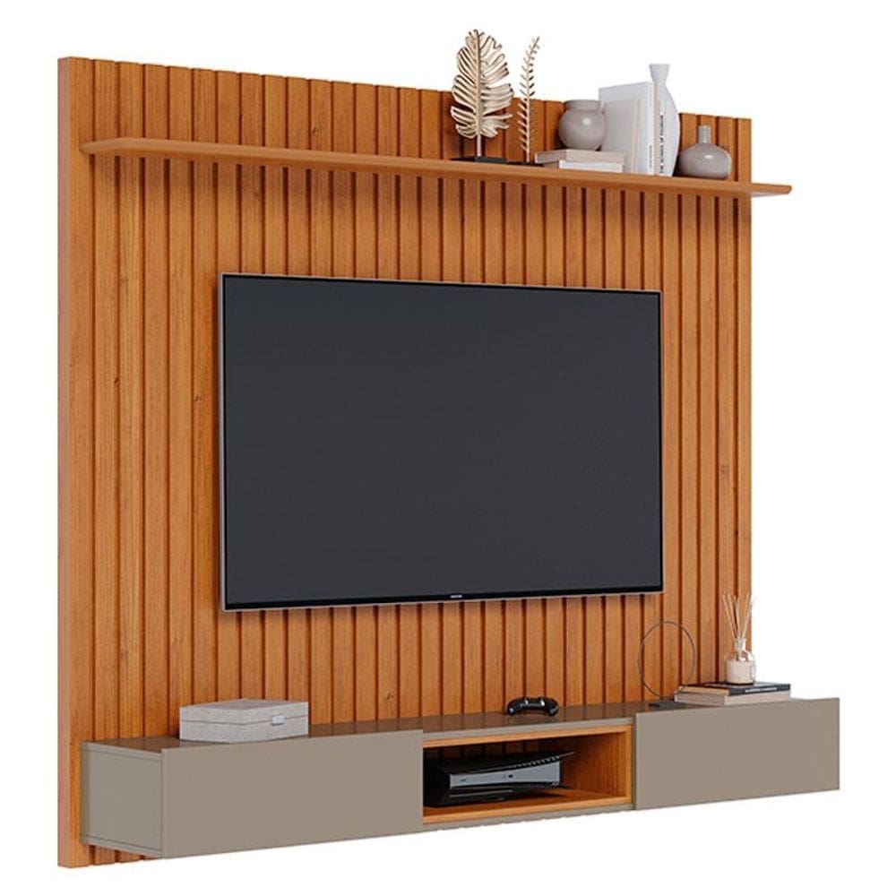 Painel para TV Home Suspenso Ripado Loft 1.8 Nature Gianduia - Imcal