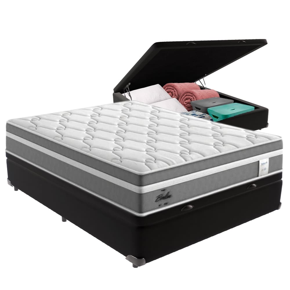 Cama Box Baú Casal e Colchão Molas Ensacadas Berlim Probel
