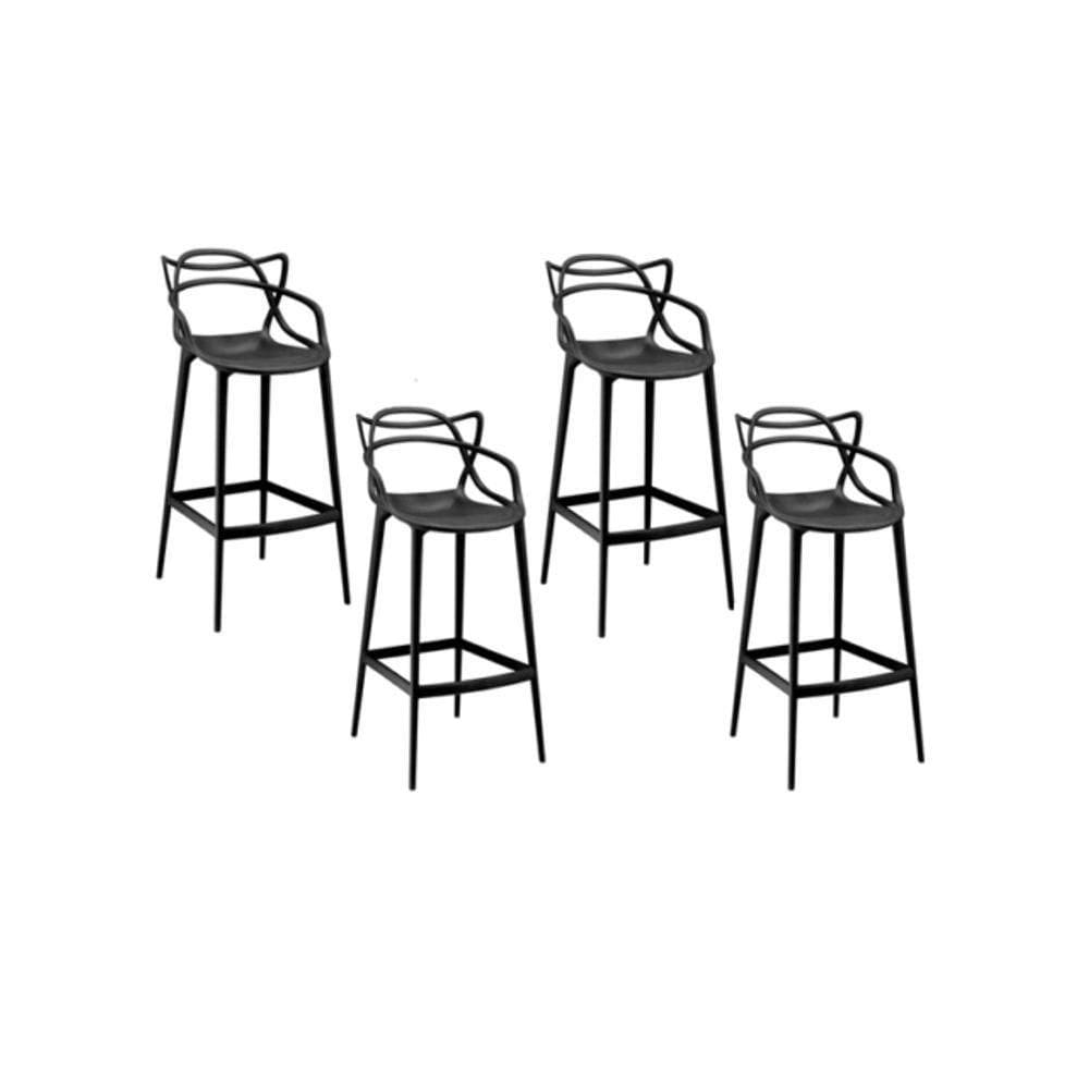 Conjunto 4 Banqueta Allegra Alta Master Preta Polipropileno