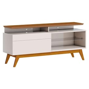 Rack Bancada Classic 1 Gaveta com Nicho 1.4 Off White Freijó Touch - Imcal
