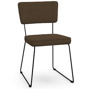 Cadeira Estofada De Jantar Allana L02 Suede Marrom