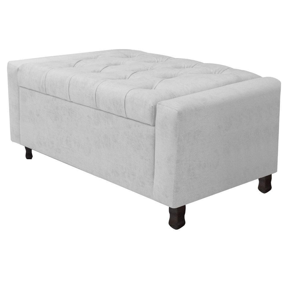 Calçadeira Baú Solteiro Everest P02 90cm Para Cama Box Corano - Doce Sonho Móveis Branco