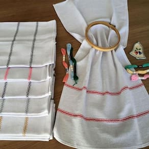 Pano De Prato Barra Etamini P/Bordar 03 Unidades Branco
