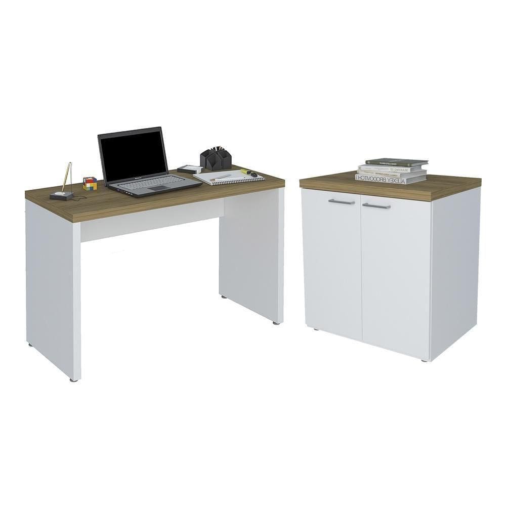 Conjunto Escrivaninha E Balcão Munster Olmo Branco