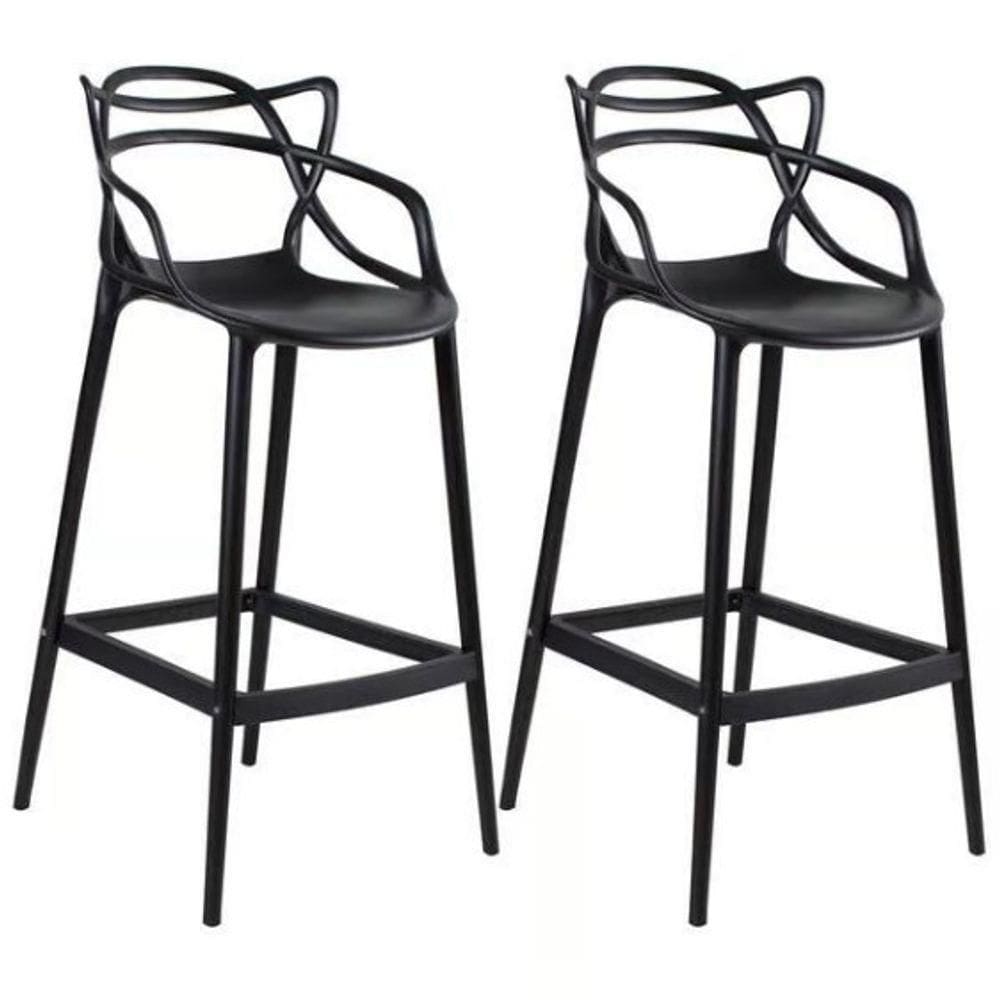 Conjunto 2 Banqueta Allegra Alta Master Preta Polipropileno