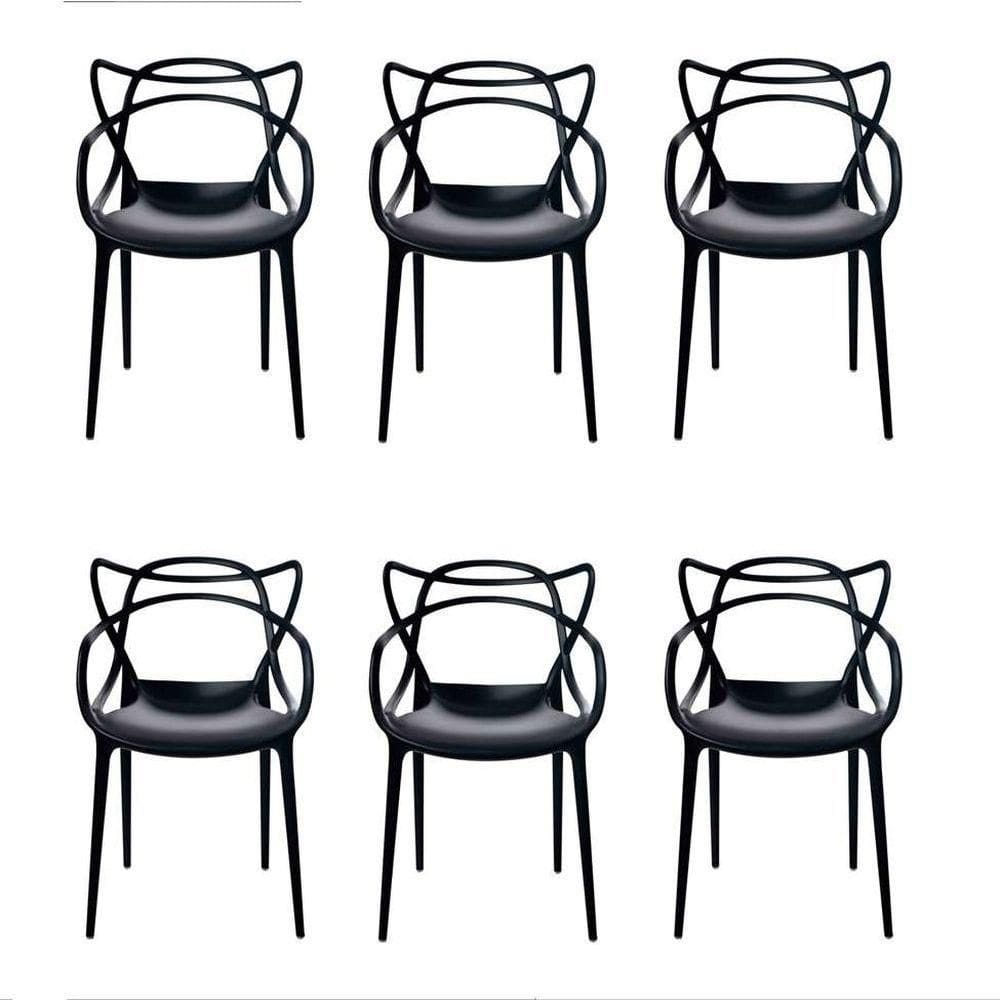 Kit C/6 Cadeira Allegra Masters Polipropileno Preta