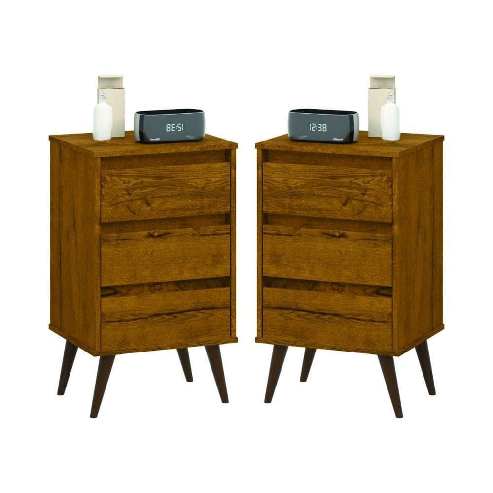 Kit De 2 Mesas De Cabeceira Alecrim Retrô Freijo