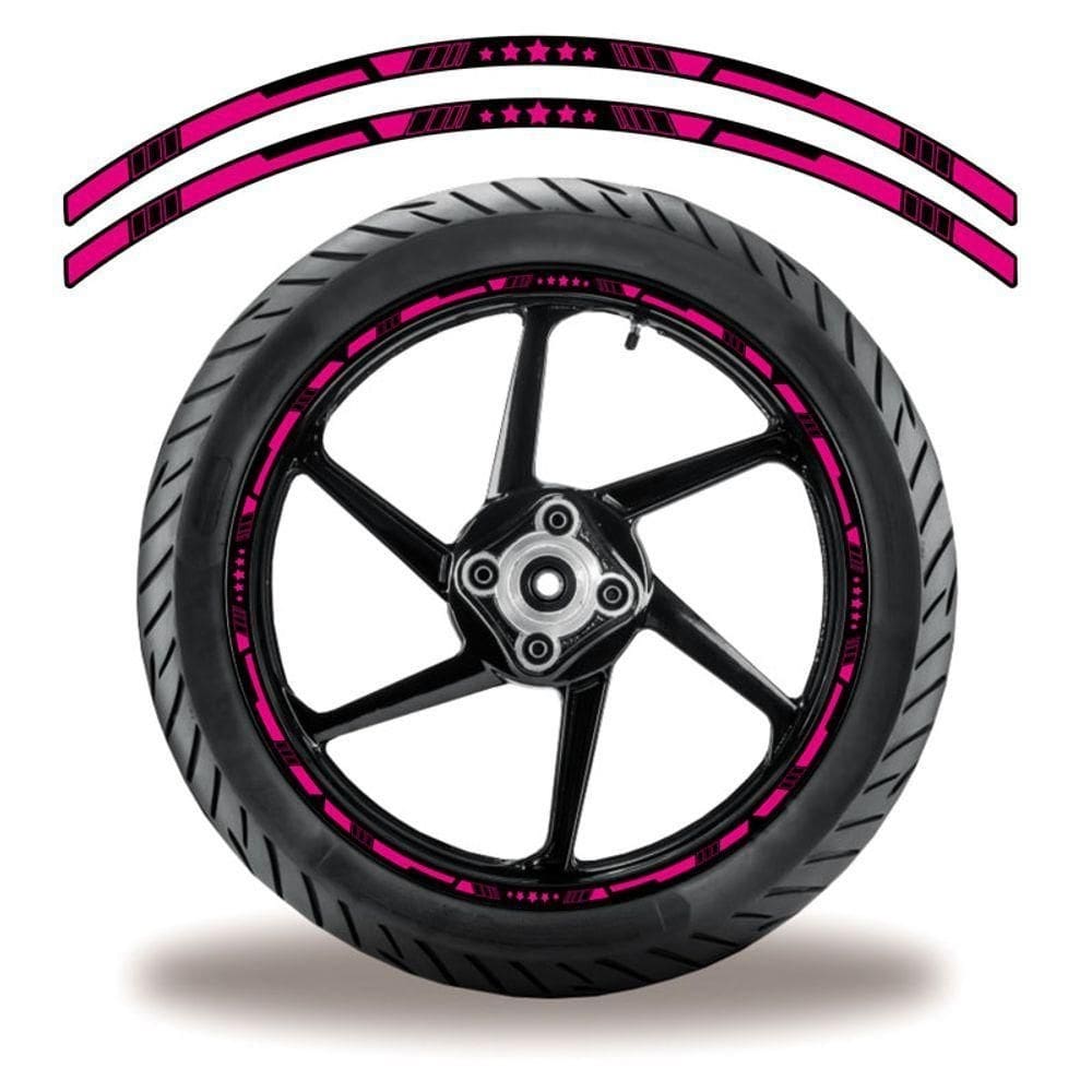 Friso De Roda Adesivo Refletivo Estrela Rosa Rosa