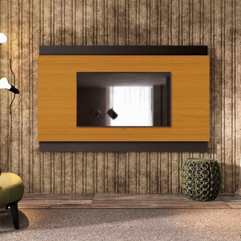 Painel Grécia 200cm Para Tv De Até 75 Polegadas Cor:cedro/preto Cedro/preto