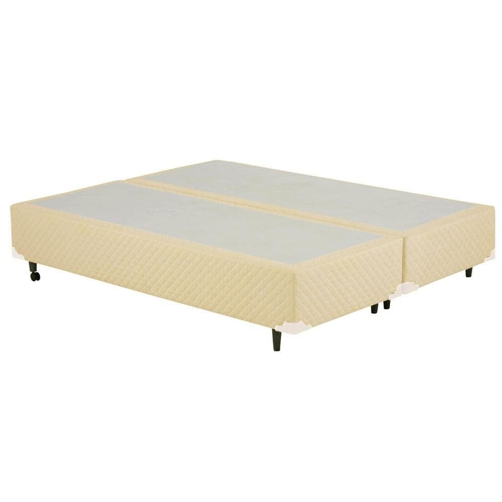 Cama Box KING Californiano Bipartido Bege Rajado - 178x198