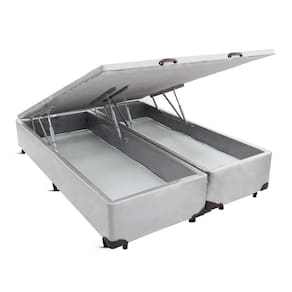 Cama Box Baú Bipartido CASAL Camurça Cinza 138x188