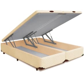 Cama Box Cosmopolita Baú King Size Bege Areia Rajado 193x203