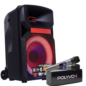 Caixa De Som Amplificada Xc-812 Polyvox Bluetooth Usb 600w + 2 Microfones sem Fio Polyvox