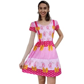 Vestido Adulto Temático Estampado Festa Junina Rosa